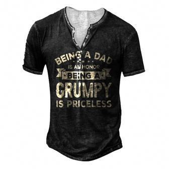 Being A Dad Is An Honor Being A Grumpy Is Priceless Grandpa Men's Henley T-Shirt | Mazezy