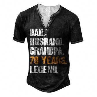 Mens Dad Husband Grandpa 70 Years Legend Birthday 70 Years Old Men's Henley T-Shirt - Seseable