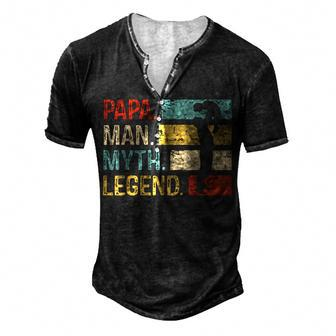 Mens Dad Man Myth Legend Christmas Father Birthday Men's Henley T-Shirt - Seseable