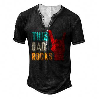 Mens This Dad Rocks Desi For Cool Father Rock And Roll Music Men's Henley T-Shirt | Mazezy