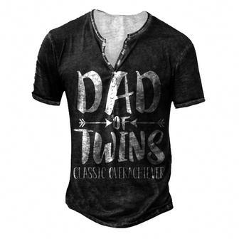 Dad Of Twins Proud Father Of Twins Classic Overachiver Men's Henley T-Shirt - Seseable