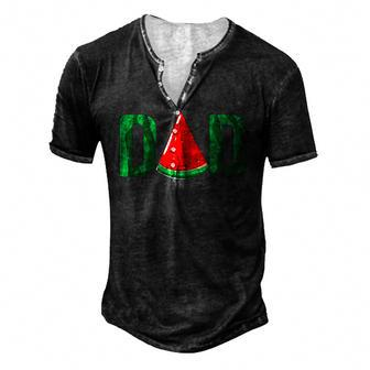 Mens Dad Watermelon Summer Fruit Dad Fathers Day Men's Henley T-Shirt | Mazezy