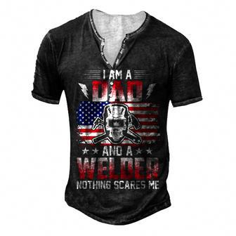 I Am A Dad And A Welder Nothing Scares Me V2 Men's Henley T-Shirt - Seseable