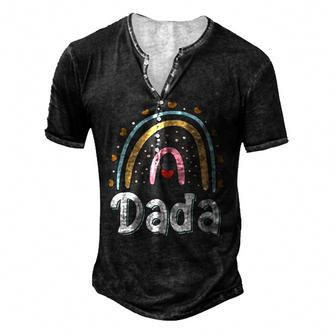 Dada Rainbow Birthday Party Dada Matching Family Rainbow Men's Henley T-Shirt | Mazezy