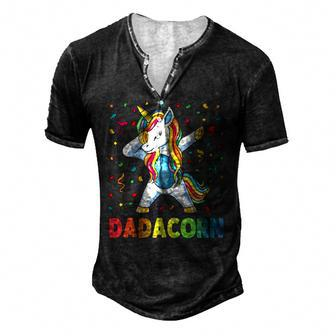 Dadacorn Unicorn Costume Dad Fathers Day Daddy Men's Henley T-Shirt | Mazezy