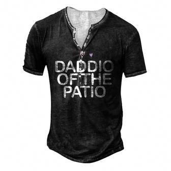 Daddio Of The Patio Saying Mom Heart Cute Graphic Men's Henley T-Shirt | Mazezy