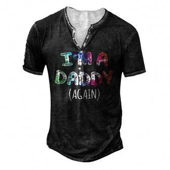 Mens Im A Daddy Again For Men Pregnancy Announcement Dad Men's Henley T-Shirt | Mazezy