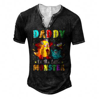 Daddy Of The Little Monster Family Matching Birthday Son Men's Henley T-Shirt | Mazezy