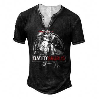 Daddy Saurusrex Dinosaur Men Fathers Day Family Matching Men's Henley T-Shirt | Mazezy
