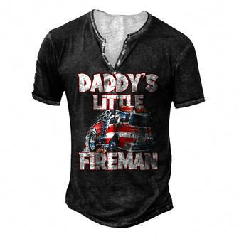 Daddys Little Fireman Kids Firefighter Firemans Men's Henley T-Shirt | Mazezy