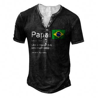 This Definition Of Papai Brazilian Father Brazil Flag Classic Men's Henley T-Shirt | Mazezy