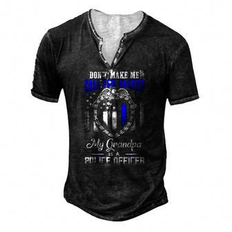 Distressed My Grandpa Is A Police Officer Tee Men's Henley T-Shirt | Mazezy