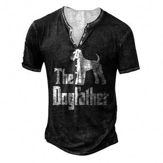 The Dogfather Airedale Terrier Silhouette Idea Classic Men's Henley T-Shirt | Mazezy