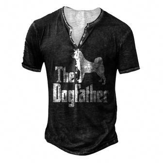 The Dogfather Akita Dog Silhouette Idea Classic Men's Henley T-Shirt | Mazezy