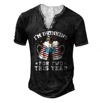 Im Drinking For Two This Year Pregnancy 4Th Of July Men's Henley T-Shirt | Mazezy