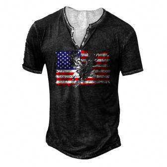 Eagle American Flag 4Th Of July Usa Merica Bird Lover Men's Henley T-Shirt | Mazezy