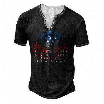 Eagle American Flag Vintage Independence Day 4Th Of July Usa Men's Henley T-Shirt | Mazezy