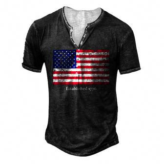 Established 1776 Usa July 4Th Us Flag America Men's Henley T-Shirt | Mazezy