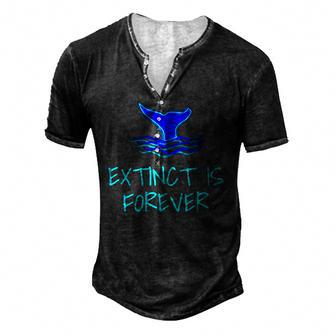 Extinct Is Forever Environmental Protection Whale Men's Henley T-Shirt | Mazezy