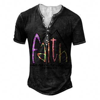 Faith Can Move Mountains Mens Womens Kids Christian Men's Henley T-Shirt - Seseable
