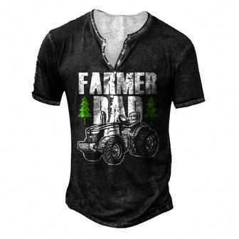 Farmer Dad Father Daddy Farm Farming Farmers Tractor Men's Henley T-Shirt | Mazezy