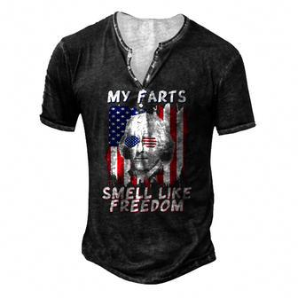 My Farts Smell Like Freedom Jefferson 4Th July Flag Men's Henley T-Shirt | Mazezy