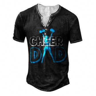 Father Cheerleading From Cheerleader Daughter Cheer Dad V3 Men's Henley T-Shirt - Seseable