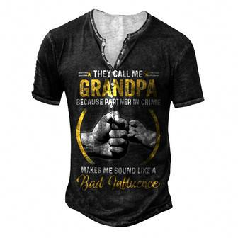 Father Grandpa For Men Funny Fathers Day They Call Me Grandpa 5 Family Dad Men's Henley Button-Down 3D Print T-shirt - Monsterry UK