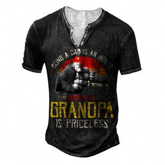 Father Grandpa Mens Being A Dad Is An Honor Being A Grandpa Is Priceless72 Family Dad Men's Henley Button-Down 3D Print T-shirt - Monsterry DE