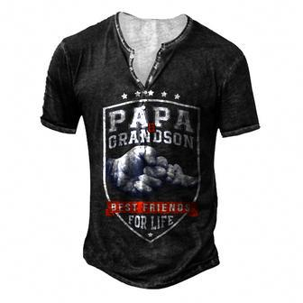Father Grandpa Papa And Grandson Bestfor Day74 Family Dad Men's Henley Button-Down 3D Print T-shirt - Monsterry AU