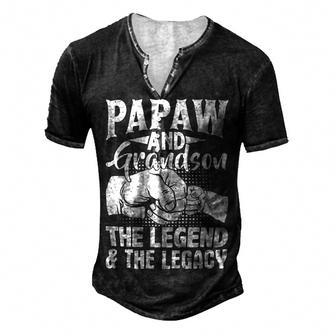 Father Grandpa Papaw And Grandson The Legend And The Legacy Matching 98 Family Dad Men's Henley Button-Down 3D Print T-shirt - Monsterry AU