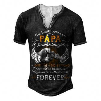 Father Grandpa The Bond Between Papa And Granddaughter Is One That Is So Strong Family Dad Men's Henley Button-Down 3D Print T-shirt - Monsterry