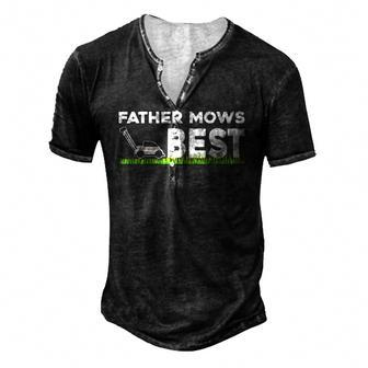 Father Mows Best Fathers Day Lawn Grass Men's Henley T-Shirt | Mazezy