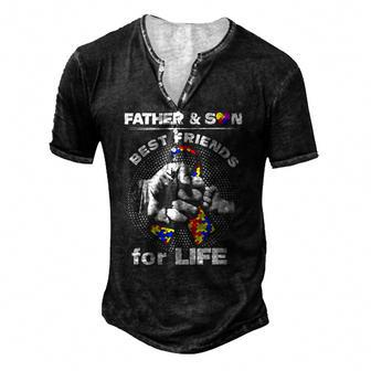 Father And Son Best Friends For Life Ribbon Autism Awareness Men's Henley T-Shirt | Mazezy