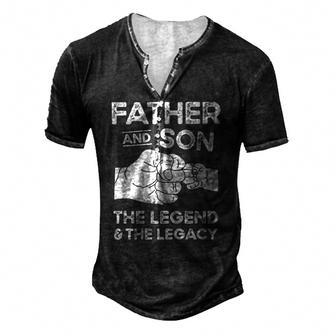 Father And Son The Legend And The Legacy Fist Bump Matching Men's Henley T-Shirt | Mazezy