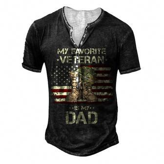 Father Veterans Day My Favorite Veteran Is My Dad For Kids V2 Men's Henley T-Shirt - Seseable
