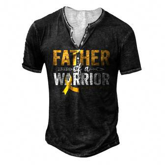 Father Of A Warrior Childhood Cancer Ribbon Oncology Men's Henley T-Shirt | Mazezy
