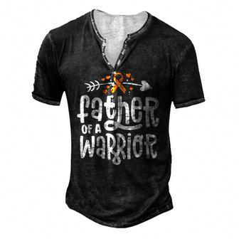 Father Of A Warrior Dad Family Leukemia Cancer Awareness Men's Henley T-Shirt | Mazezy