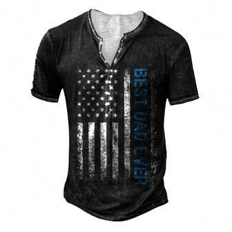Fathers Day Best Dad Ever With Us American Flag V2 Men's Henley T-Shirt | Mazezy