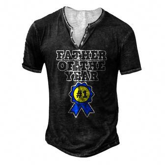 Fathers Day For Dad Father Of The Year Raglan Baseball Tee Men's Henley T-Shirt | Mazezy