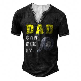Fathers Day Dad Can Fix It Handy Diy Duct Tape Men's Henley T-Shirt | Mazezy