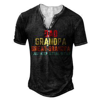 Fathers Day From Grandkids Dad Grandpa Great Grandpa V2 Men's Henley T-Shirt - Seseable