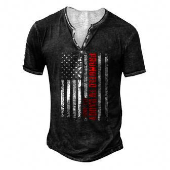 Fathers Day Promoted To Daddy Est 2022 American Flag Men's Henley T-Shirt | Mazezy