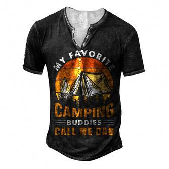 My Favorite Camping Buddies Call Me Dad Vintage Fathers Day V3 Men's Henley T-Shirt - Seseable