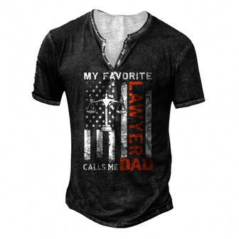 My Favorite Lawyer Calls Me Dad Usa Flag Fathers Day Men's Henley T-Shirt | Mazezy
