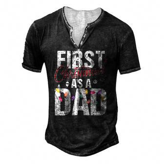 First Christmas As A Dad Xmas Lights 2021 Dad Plaid Costume Men's Henley T-Shirt | Mazezy