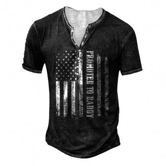 Mens First Time Dad Usa Flag Promoted To Daddy Men's Henley T-Shirt | Mazezy
