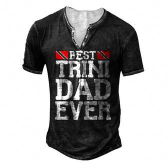 Mens Flag Castle Best Trini Dad Ever Fathers Day Trinidad Men's Henley T-Shirt | Mazezy