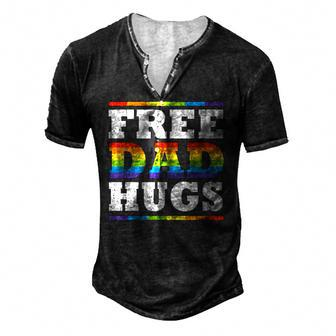 Free Dad Hugs Rainbow Lgbt Pride Fathers Day Men's Henley T-Shirt | Mazezy