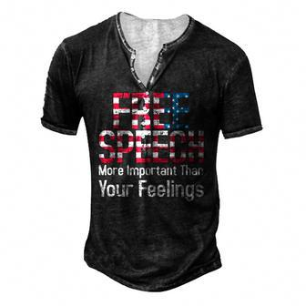 Free Speech More Important Than Feelings 1St Amendment Usa Men's Henley T-Shirt | Mazezy